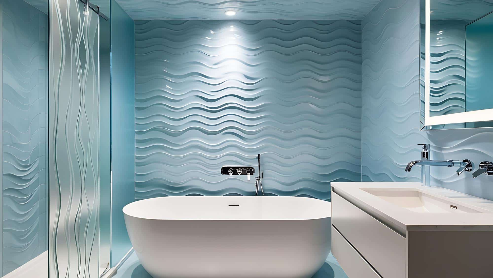 baignoire salle de bain bleu plomberie